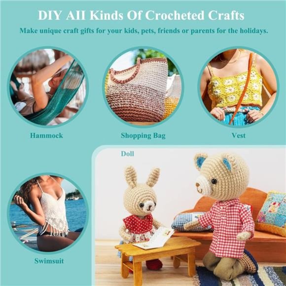 24 Sizes Crochet Hooks with Crochet Yarn Accessories, 2mm(B)-8mm(L) Warm Crochet - Picture 6 of 7